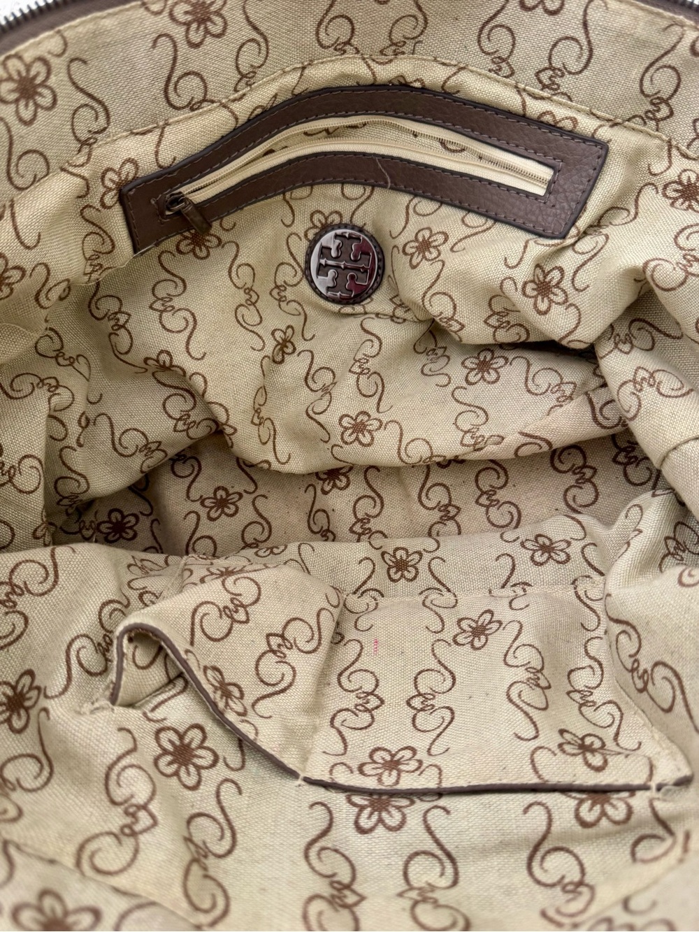 Tory Burch Amanda Easy Tote Y2K Taupe Leather Hot Pink Logo (Amanda Logo Tote) - Picture 7 of 8